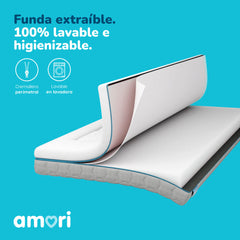 Colchón Amori Junior – Colchón Viscoelástico para Cama Pequeña Infantil Cómodo y Transpirable